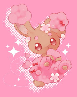 3_toes accessory ambiguous_gender brown_body brown_eyes brown_fur brown_pawpads cherry_blossom feet feral flower flower_in_hair fluffy fur hair hair_accessory heart_symbol holding_self looking_at_viewer pawpads paws petals pink_background pink_body pink_fur plant prunus_(flower) red_ribbon ribbons simple_background solo sparkles toes y2k_(graphic_design) michi_runi nintendo pokemon buneary generation_4_pokemon lagomorph mammal pokemon_(species) shiny_pokemon digital_media_(artwork) unavailable_at_source