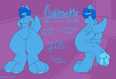 anthro big_butt big_feet blue_body blue_fur blue_hair breasts butt disproportionate_body feet female fluffmette fur hair huge_feet huge_thighs hyper hyper_feet hyper_thighs paws solo tail thick_thighs acacia_dune hi_res