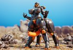 4_legs armor backpack big_breasts big_penis breasts dark_body genitals glowing glowing_eyes gynomorph intersex machine nipples penis quadruped robotic_arms solo urethra wide_hips apulaz blizzard_entertainment overwatch valkyrie-1_(kruuxx) omnic robot robot_taur taur absurd_res hi_res