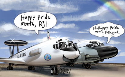 aircraft airplane anthro duo homophobic_slur lgbt_pride machine male male/male military_vehicle text vehicle chloroformcurry lgbt_pride_month animate_inanimate dire_aircraft dire_machine dire_vehicle living_aircraft living_machine living_vehicle english_text hi_res
