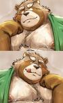 anthro belly blush bodily_fluids brown_body brown_fur clothing fur male moobs nipples overweight overweight_anthro overweight_male robe scar solo sweat tongue tongue_out kotobuki lifewonders tokyo_afterschool_summoners gyobu_(tas) canid canine mammal raccoon_dog tanuki 2019