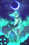 anthro bone cemetery grave haunted male moon night nude pose skeleton solo supernatural the_v00d00 canid canine canis ghost mammal spirit wolf riley_(disambiguation) absurd_res hi_res pinup