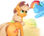 anus blue_body blue_fur cowboy duo equine_anus eye_contact female female/female feral flying fur looking_at_another orange_body orange_fur puffy_anus rear_view simple_background solo_focus tail tail_anus wings dulldi friendship_is_magic hasbro my_little_pony mythology applejack_(mlp) rainbow_dash_(mlp) equid equine mammal mythological_creature mythological_equine pegasus hi_res