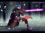 anthro battle black_bars detailed_background fighting_pose jedi lightsaber male melee_weapon night pose purple_lightsaber snow solo weapon rexwind star_wars kangaroo macropod mammal marsupial digital_media_(artwork) letterbox