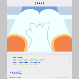 anal anal_fingering anus bdsm bottomless butt clothed clothed_female clothing comic_panel dialogue duo female fingering first_person_view footwear gynomorph intersex intersex/female not_furry onesie pajamas pantsless petplay pov_hands profanity puppyplay roleplay socks text white_body ashleyorange homestuck ms_paint_adventures jade_harley june_egbert human mammal 1:1 comic english_text hi_res incest_(lore) sibling_(lore) sister_(lore) sisters_(lore) trans_(lore) trans_woman_(lore)