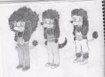 anthro biped bottomwear clothed clothing collar different_styles eyewear footwear fur glasses hair male pants shirt shoes simple_background smile solo topwear canicho canid canine canis domestic_dog mammal poodle traditional_media_(artwork)