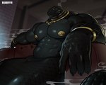 anthro apode black_body black_scales cigarette cigarette_in_mouth gold_(metal) gold_jewelry jewelry legless male muscular muscular_anthro muscular_male nipple_dip nipples object_in_mouth pecs scales serpentine solo tail bearry19 draconcopode naga reptile scalie snake hi_res