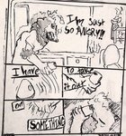 angry anthro bathroom cellphone dialogue electronics fist hit male mirror phone plant smartphone solo text toilet adondis apple_inc. iphone russell_(adondis) canid canine canis domestic_dog mammal poodle black_and_white comic english_text monochrome