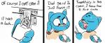 anthro blue_body blue_fur breaking_the_fourth_wall clothed clothing dialogue fur lock lockpick male open_mouth simple_background text young young_anthro fourball cartoon_network the_amazing_world_of_gumball gumball_watterson domestic_cat felid feline felis mammal 2019 comic digital_media_(artwork) english_text hi_res