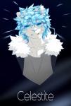 ambiguous_gender anthro blue_eyes blue_hair clothing fur gem glistening hair looking_at_viewer solo white_body white_fur chunyin_quanji land_of_the_lustrous elemental_creature felid gem_creature mammal mineral_fauna pantherine tiger hi_res