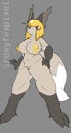 anthro areola blonde_hair blue_eyes bodily_fluids breasts claws dark_mane emoticon female fluffy fluffy_tail fur genital_fluids genitals grey_background hair light_body light_fur light_skin long_ears looking_at_viewer nipples pose pussy simple_background solo tail vaginal_fluids white_body white_fur yellow_areola yellow_nipples yellow_pussy snowyfoxpixel kirby_(series) nintendo nintendo_switch zan_partizanne_(kirby) canid canine fox humanoid mammal colored_sketch sketch