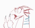 angry claws female feral gesture hand_gesture horn middle_finger obscene_gesture open_mouth solo kl0ndike angels_with_scaly_wings mythology anna_(angels_with_scaly_wings) dragon mythological_creature mythological_scalie scalie 2017 2d_animation animated reaction_image short_playtime