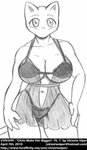 2010 anthro big_breasts breasts felid feline female generation_1_pokemon hand_on_leg hand_on_thigh huge_breasts legendary_pokemon mammal mew_(pokemon) mewcia monochrome navel nintendo pokemon pokemon_(species) simple_background solo thick_thighs victoria_viper wide_hips