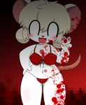 anthro blonde_hair blood bodily_fluids breasts claws eyes_closed female hair pawpads paws smile solo tail applebloom_love terrible_mouse lorna_(terrible_mouse) mammal mouse murid murine rat rodent hi_res