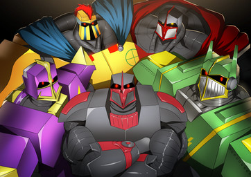 armor brunt_spaceknight cape clothing cobol_spaceknight crossed_arms ekko_spaceknight group group_photo headgear helmet looking_at_viewer machine male muscular neck_muscles nomad_spaceknight red_eyes slash_spaceknight spaceknight ruv humanoid robot robot_humanoid absurd_res bust_portrait hi_res portrait