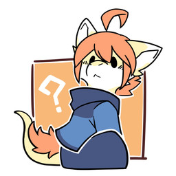 anthro blue_clothing blue_legs blue_topwear chibi clothing fur hair male mouth_closed orange_body orange_fur orange_hair question_mark simple_background simple_eyes solo tail topwear white_body white_fur yellow_body yellow_fur kuttoyaki mythology kutto dragon furred_dragon furred_scalie mythological_creature mythological_scalie scalie 1:1 hi_res