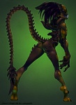 butt eyeless female long_legs mandibles solo tail text astrozerk alien_(franchise) alien_vs._predator_(franchise) predator_(franchise) fan_character precious_(astrozerk) alien alien_humanoid humanoid hybrid predalien xenomorph yautja english_text hi_res