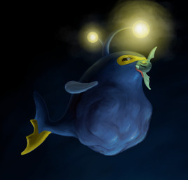 ambiguous_gender belly big_belly black_background blue_belly blue_body blue_fin duo feral feral_pred feral_prey light mass_vore multiple_prey oral_vore simple_background struggling struggling_prey tail underwater vore water yellow_tail vorefreakazoid nintendo pokemon generation_2_pokemon lanturn pokemon_(species) remoraid 2024 hi_res