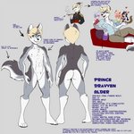 abs anthro athletic fangirls male muscular muscular_male pecs posh prince royalty smoking solo tail text skidd playboy uberquest drayven_alder canid canine canis fera_(uberquest) mammal wolf 1:1 english_text flat_colors hi_res model_sheet