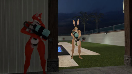 anthro areola big_breasts breasts brown_body brown_fur brown_hair casual_exposure clothed clothing feet female fingers fur green_body hair holding_object holding_water_gun lying muscular muscular_anthro muscular_female navel nipples on_back open_mouth outside panties playing playing_dead pool smile spread_legs spreading standing tail teeth toes tongue tongue_out topless topless_anthro topless_female toy toy_gun underwear water water_gun sillayer petruz_(modeler) dasha_(petruz) canid canine crocodile crocodilian fox lagomorph leporid mammal rabbit reptile scalie 16:9 3d_(artwork) 3d_animation animated digital_media_(artwork) long_playtime no_sound source_filmmaker_(artwork) webm widescreen