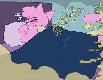 anthro bed bed_covers bedding bedroom big_butt blanket blue_background blush butt clothed clothing dutch_oven eyes_closed fart fart_cloud fart_fetish female frown fur furniture hair inside lying lying_on_bed on_bed on_front on_pillow onomatopoeia pillow pink_body pink_fur pink_hair shirt simple_background sleeping solo sound_effects tail tank_top text topwear under_covers vowelless vowelless_sound_effect zzz carafalsa epic_and_jana jana_(epic_and_jana) domestic_cat felid feline felis mammal 2026 digital_drawing_(artwork) digital_media_(artwork)
