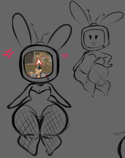 angry breasts bunny_costume chibi cleavage clothed clothed_female clothing costume cross-popping_vein electronics eyelashes fake_ears fake_rabbit_ears female fishnet_clothing flat_chested for_a_head hand_on_hip happy screen screen_face shortstack shortstack_female solo television thick_thighs justcoffee doom_(series) id_software it_runs_doom_(meme) microsoft roblox minerva_(lola_the_gardevoir) humanoid object_head robloxian screen_head tv_head 2024 absurd_res digital_media_(artwork) hi_res monochrome sketch