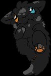 anthro baby black_body black_fur blotches female fluffy fluffy_tail fur heterochromia pawpads paws solo tail tuft tufted_fur young frostedscales the_nature_of_predators fan_character flie_(fever_dream) alien mammal skalgan_(the_nature_of_predators) venlil_(the_nature_of_predators) alpha_channel low_res