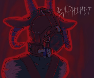 amputee bdsm blindfold bondage bound collar demonic disability harness hell hood horn leather restrained scar solo qr-code public_domain baphomet_(deity) bovid caprine caprine_demon deity demon goat goat_demon mammal hi_res