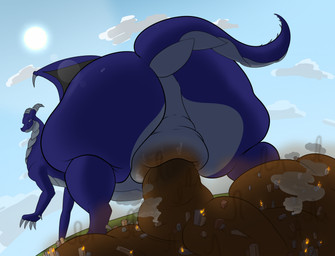 building butt city city_destruction claws destruction feces horn macro male nude outside pooping size_difference sky smile solo tail wings iggy-iggy mythology dragon mythological_creature mythological_scalie scalie digital_media_(artwork) hi_res