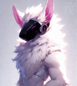 ambiguous_gender anthro armor eyes_closed fluffy fur hair inner_ear_fluff machine mane metal mouthless narrowed_eyes neck_tuft pink_inner_ear protogen_armor protogen_visor simple_background solo squint tuft white_background white_body white_fur white_hair white_mane zinzwana protogen 2025 colored digital_drawing_(artwork) digital_media_(artwork) half-length_portrait portrait shaded signature
