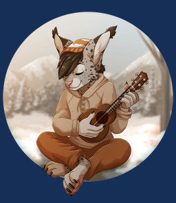 anthro clothing hair lute male musical_instrument plucked_string_instrument solo string_instrument ukulele floofykitkat felid feline lynx mammal alpha_channel