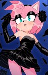 anthro black_clothing black_dress black_rose clothing dress eyeshadow female makeup pink_body solo nicolasgravelqc sega sonic_the_hedgehog_(series) amy_rose eulipotyphlan hedgehog mammal absurd_res hi_res