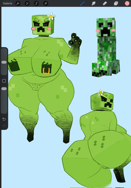 4_fingers areola art_program_in_frame belly big_breasts big_butt breasts butt collarbone curvy_figure female fingers flower_on_head front_view genitals green_areola green_body huge_breasts huge_thighs looking_back navel nipple_piercing nipples not_furry nude nude_female piercing pubes rear_view simple_background solo square_(anatomy) square_areola square_head square_nipples thick_thighs voluptuous voluptuous_female vulva gatoradeew microsoft minecraft mojang xbox_game_studios creeper_(minecraft) 2026 hi_res reference_image