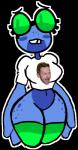 anthro bite biting_lip biting_own_lip blue_body blue_skin clothing female freckles legwear musician navel self_bite shirt simple_background solo stockings t-shirt topwear transparent_background what why spur coldplay chris_martin rib_rib_(spur_) amphibian frog alpha_channel