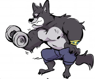 barefoot biceps black_body black_fur black_nipples bodily_fluids bottomwear claws clothed clothing crouching exercise eyes_closed feet flexing fur grey_body grey_fur hand_on_leg hand_on_thigh jewelry male multicolored_body multicolored_fur musclegut muscular muscular_male navel nipples pecs shorts simple_background solo sweat topless two_tone_body two_tone_fur weightlifting white_background workout haps adastra adastra_(series) echo_project amicus_(adastra) canid canine canis mammal wolf 2020 digital_media_(artwork)