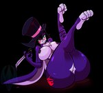 anthro big_breasts big_butt breasts butt chest_tuft clothing female hat headgear headwear holding_knife holding_object huge_butt knife nipples solo tattoo thick_thighs top_hat tuft jeffron morissa_nightshade lagomorph leporid mammal rabbit