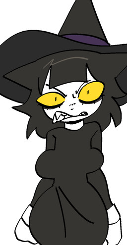 anthro bangs black_clothing black_dress black_ears black_hair black_hat black_headwear breasts clothed clothed_anthro clothed_female clothing dress eyebrows female female_anthro front_view hair hat headgear headwear simple_background small_waist solo teeth white_background white_body witch_hat yellow_sclera xarop77 domestic_cat felid feline felis mammal 2025 digital_drawing_(artwork) digital_media_(artwork) hi_res portrait