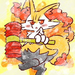 ambiguous_anthro ambiguous_gender anthro biped blush digitigrade dipstick_tail food hammer holding_hammer holding_object holding_tool looking_at_viewer markings motion_lines object_in_tail on_one_leg open_mouth shrimp_(food) side_view silly snout solo standing tail tail_markings tools triangle_mouth annyui0611 nintendo pokemon braixen canid generation_6_pokemon mammal pokemon_(species) 1:1 2022 digital_drawing_(artwork) digital_media_(artwork) hi_res japanese_description portrait three-quarter_portrait translated_description