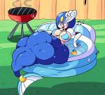 abdominal_bulge armor belly big_belly big_breasts bikini blue_clothing blue_eyes breasts bulge clothing female female_pred headgear helmet humanoid_pred machine solo split_form swimming_pool swimwear two-piece_swimsuit vore jdkdoodles capcom mega_man_(series) megaman_(classic) splash_woman animal_humanoid humanoid marine merfolk robot 2019 alternate_version_at_source digital_media_(artwork) hi_res