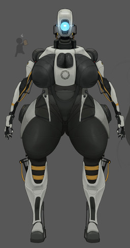 1_eye ambiguous_gender areola big_breasts big_butt breasts butt butt_from_the_front clothing duo female glowing glowing_eyes huge_breasts huge_butt huge_hips huge_thighs inverted_nipples machine navel nipples thick_thighs thong underwear wide_hips mothsunshine portal_(series) valve glados humanoid robot robot_humanoid hi_res