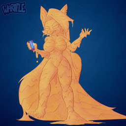 after_transformation annoyed anthro cellphone electronics female food food_transformation gesture goo_drip goo_transformation honey_(food) inanimate_transformation melting nude phone shrug simple_background smartphone solo transformation warffle hellaverse helluva_boss mythology loona_(helluva_boss) animate_inanimate canid canid_demon canine demon food_creature goo_creature hellhound mammal mythological_canine mythological_creature digital_media_(artwork) hi_res