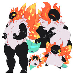 3_fingers anthro black_body breasts chest_tuft chibi claws featureless_breasts featureless_crotch feet female fingers frown fur horn narrowed_eyes nude open_mouth orange_horn orange_wings simple_background solo spikes spikes_(anatomy) standing tail thick_thighs tuft white_body white_fur wings x_eyes hanaarts nintendo pokemon fan_character ancient_pokemon arthropod generation_9_pokemon insect paradox_pokemon pokemon_(species) slither_wing aliasing digital_media_(artwork) hi_res