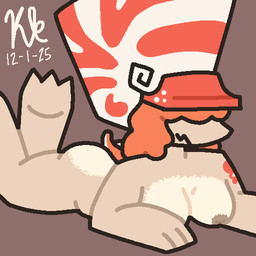 anthro areola arm_tattoo armor big_butt big_hands big_legs blotchy_areola breasts breasts_on_ground brown_areola brown_nipples butt cephalopod_shell feet_up female fluffy fluffy_hair hair hair_over_eyes hands_on_ground headgear headgear_only helmet helmet_only jagged_mouth legs_up lying medium_breasts mollusk_shell mostly_nude_anthro mostly_nude_female multicolored_body nipples non-mammal_breasts non-mammal_hair non-mammal_nipples on_front orange_hair orange_tail orange_tentacles overweight overweight_anthro overweight_female pattern_headgear pattern_helmet pose raised_tail red_stripes red_tattoo shell simple_background small_tail smile solo spiral striped_headgear striped_helmet stripes tail tan_body tattoo tentacle_tail tentacles thick_thighs two_tone_body unusual_anatomy unusual_tail kelly_kilbride naudia_(kelly_kilbride) cephalopod invertebrate marine mollusk nautilus 1:1 aliasing dated digital_media_(artwork) pinup signature gynomorph_(lore) nonbinary_(lore)