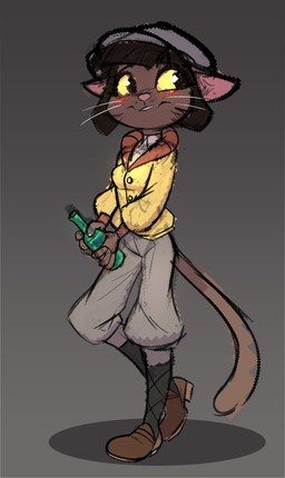 anthro bite biting_lip biting_own_lip blush blush_lines female glass_bottle self_bite solo siroc lackadaisy ivy_pepper domestic_cat felid feline felis mammal 2023 colored_sketch hi_res sketch