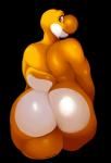 2017 amber_eyes ambiguous_gender anthro anthrofied big_butt biped black_background butt butt_focus chuy_(gooeychuy) digital_media_(artwork) digital_painting_(artwork) hi_res looking_at_viewer looking_back mario_bros mishikoosan_(artist) multicolored_body multicolored_skin nintendo nude orange_body orange_skin orange_yoshi portrait pose presenting presenting_hindquarters rear_view reptile scalie short_tail signature simple_background slightly_chubby smile solo standing tail three-quarter_portrait two_tone_body two_tone_skin two_tone_tail yellow_body yellow_skin yoshi