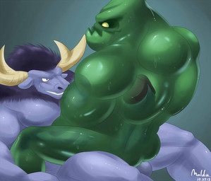 anal anal_penetration anthro balls biceps big_muscles blue_nose bodily_fluids butt clenched_teeth cowgirl_position duo erection from_front_position genitals hair horn humanoid_genitalia humanoid_penis interspecies long_hair looking_down looking_up lying male male/male male_on_bottom male_on_top male_penetrated male_penetrating male_penetrating_male manly muscular muscular_male nipples nude on_back on_bottom on_top one_eye_closed pecs penetration penis purple_hair sex straddling sweat teeth yellow_eyes maldu league_of_legends riot_games tencent alistar_(lol) zac_(lol) bovid bovine cattle goo_creature goo_humanoid humanoid mammal 2013
