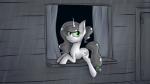 cutie_mark female feral green_eyes hair horn inside lying raining relaxing solo window marsminer hasbro my_little_pony mythology fan_character mercury_(marsminer) equid equine mammal mythological_creature mythological_equine unicorn digital_media_(artwork) hi_res