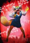 anthro clothed clothing electronics eyelashes female fur karaoke microphone open_mouth simple_background solo text ben-ben aggretsuko sanrio retsuko ailurid mammal red_panda 2018 absurd_res hi_res