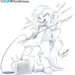 5_fingers amplifier anthro beak bracelet clothing electric_guitar eyelashes female fingers fur guitar hair hooves jewelry long_hair mane musical_instrument necklace one_eye_closed plucked_string_instrument rocking_out solo spiked_bracelet spikes string_instrument teeth tongue tongue_out viejillox european_mythology friendship_is_magic greek_mythology hasbro my_little_pony mythology silverstream_(mlp) avian hippogriff mythological_avian mythological_creature 1:1 2020 digital_media_(artwork) shaded signature sketch