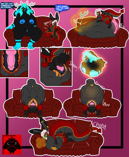 anthro antler_break antlers belly belly_fucking belly_inflation blue_eyes bodily_fluids burping butt cum digestion ear_piercing ear_ring eyebrow_piercing eyewear facial_piercing female female_prey freckled_butt freckled_face freckles furniture genital_fluids genitals glasses glowing glowing_cum glowing_eyes glowing_genitalia glowing_penis hair horn inflation lying lying_on_sofa male male_pred on_sofa penis piercing ring_piercing short_hair simple_background size_difference slime smaller_male smaller_pred smile smiling_at_viewer sofa tail text thick_tail thick_thighs unusual_bodily_fluids unusual_cum unusual_genital_fluids vore wearing_glasses weight_gain white_hair cherryterror jack_the_mimic goo_creature jackalope lagomorph mammal 2025 absurd_res comic detailed english_text hi_res sketch